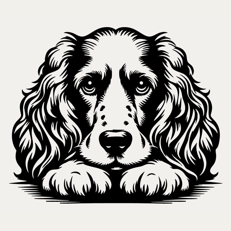 Cocker Spaniel Head with Paws