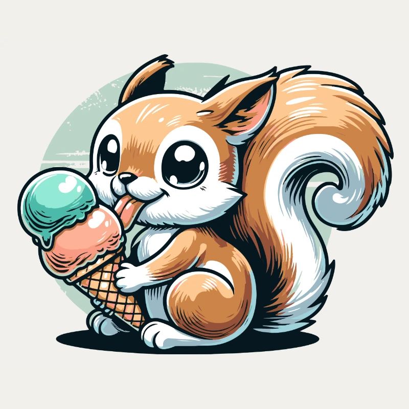 Écureuil de dessin animé mignon avec de la crème glacée