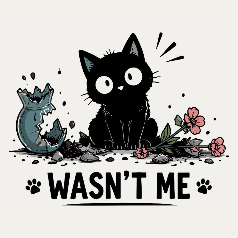  Wasn't Me Lustige Schwarze Katze Mit Kaputter