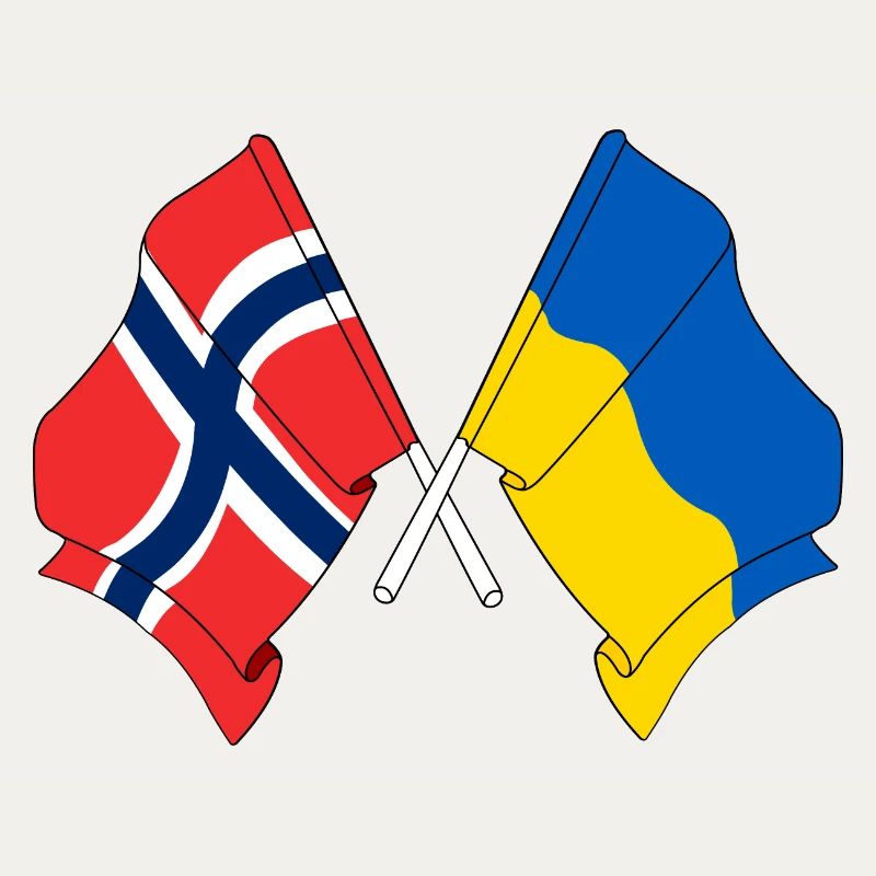 Drapeau de la Norvège, drapeau de l’Ukraine