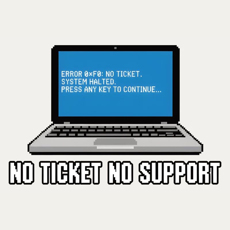 Pas de ticket pas de support Admin IT-Support Spruch