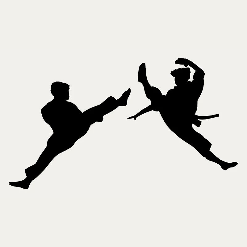 Zwei fliegende Karate-Kick oder Teakwondo-Kick