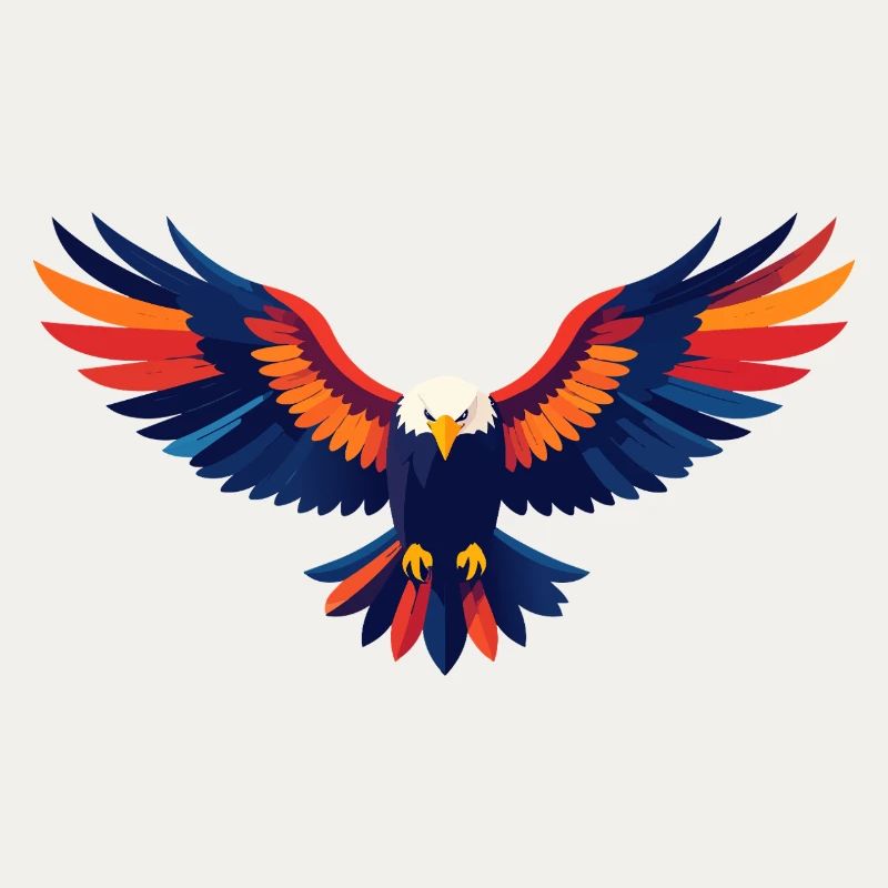 Motif coloré d’aigle volant Ailes déployées d’aigle