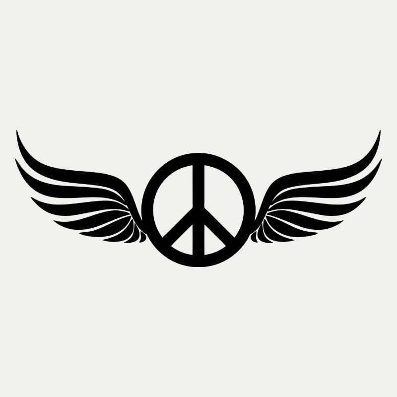Winged Hippie Black Peace Sign