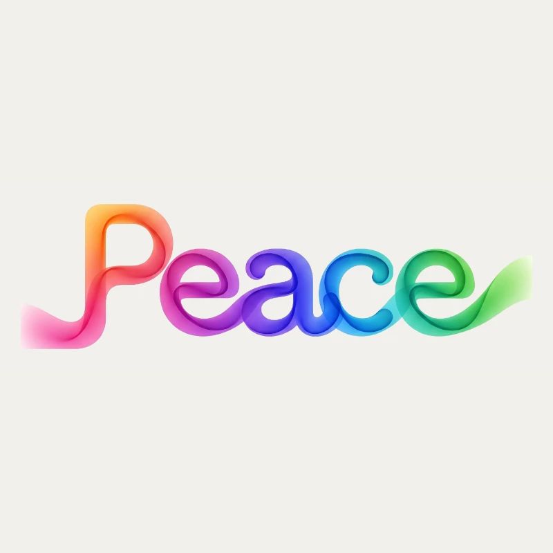 Farbige Peace-Schrift im Pfeildesign