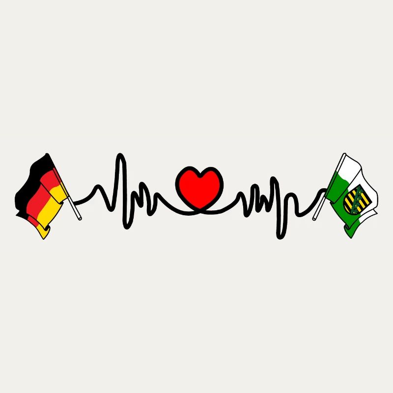 Cardio heart avec drapeau Allemagne et drapeau Saxe