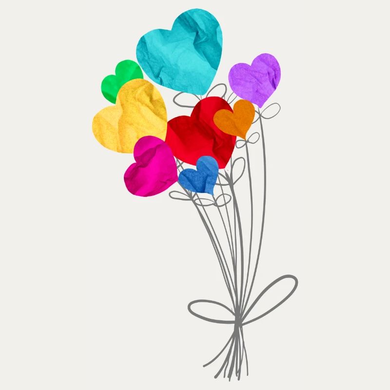 Strauß herzförmiger Luftballons