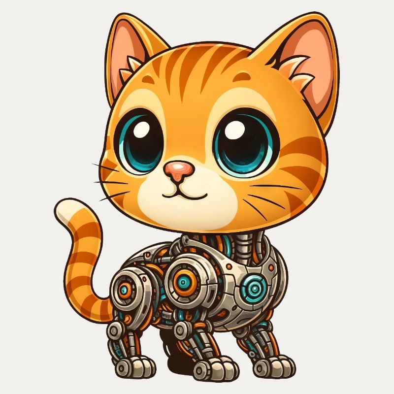 chat mignon dessin animé cyborg robot robot chat