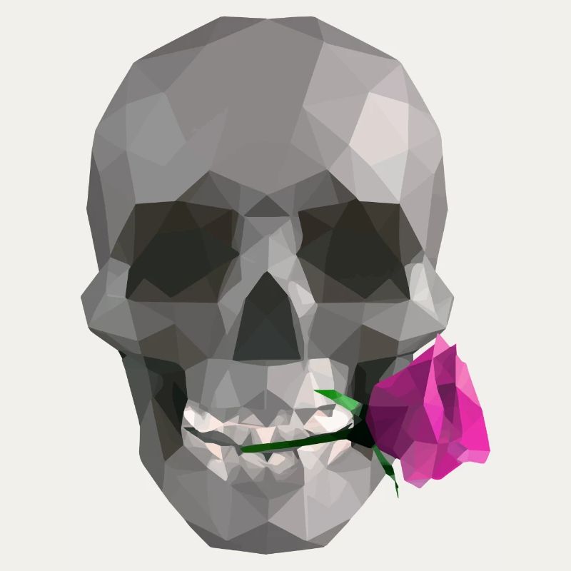 Low Poly Grey Skull – Geometrisch-Romantisch-Gothic