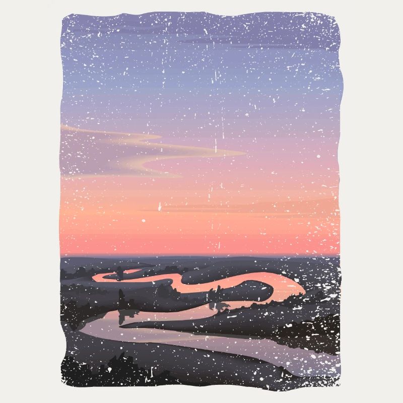 River reflected in the sunset