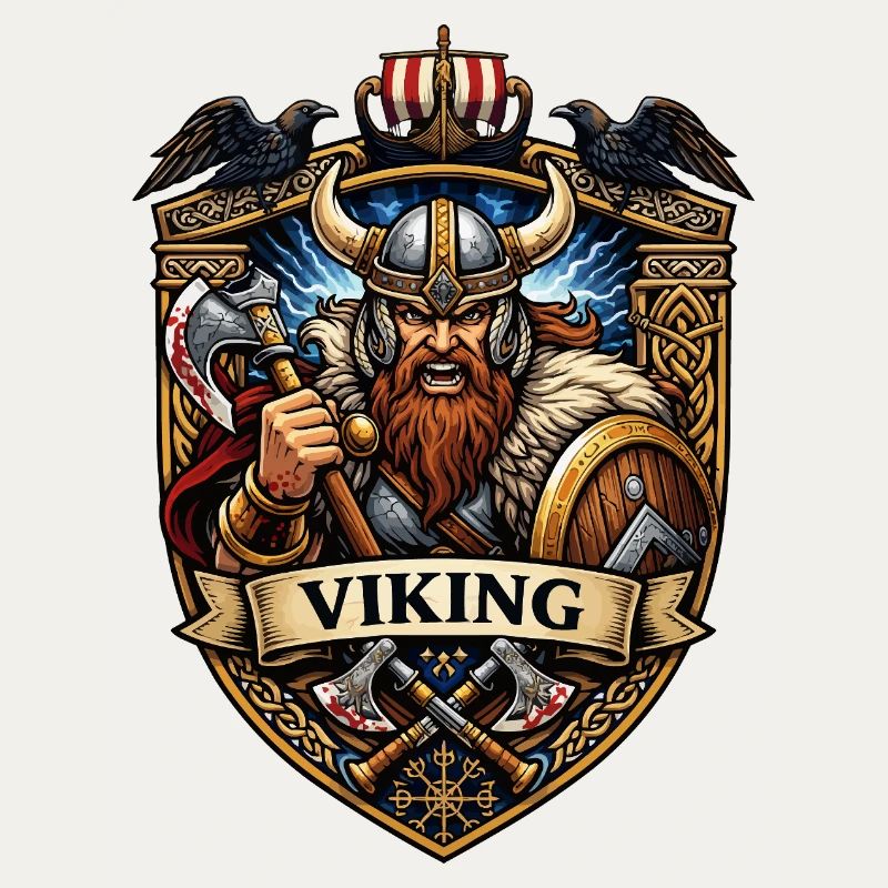 Viking Warrior Shield Emblem