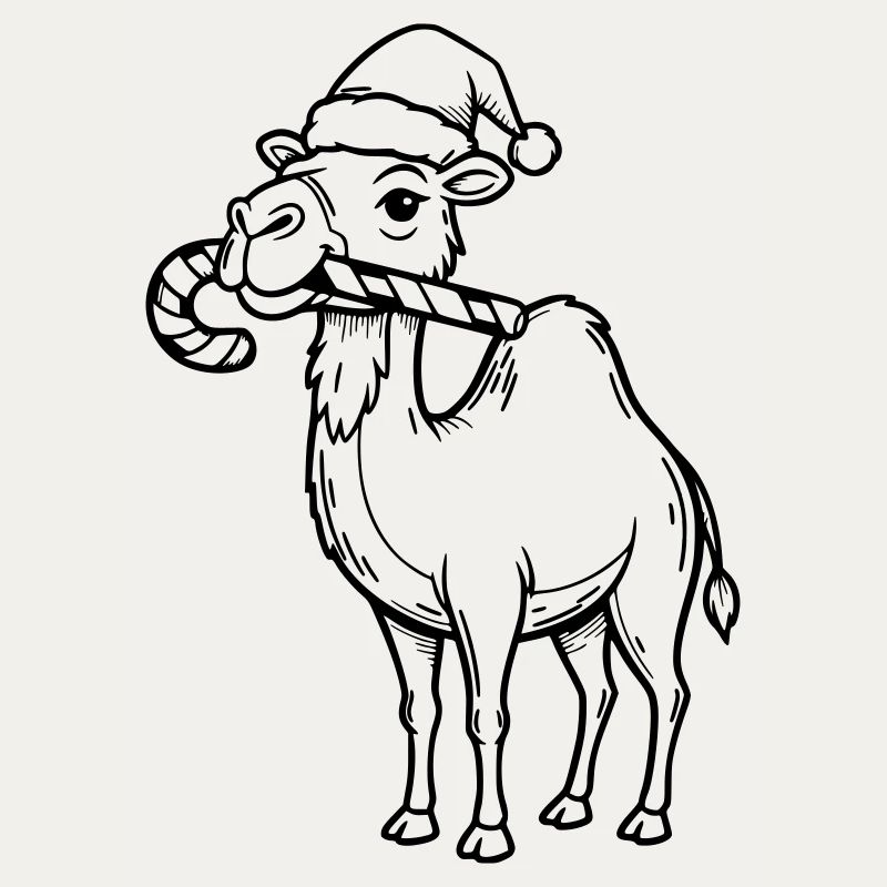 Kamel mit Weihnachtsmütze Illustration