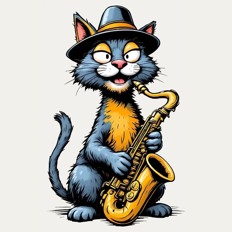 Jazz Cat mit Saxophon