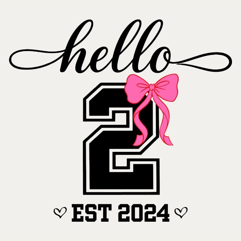 Hello 2 Est 2024 Pink Bow Design