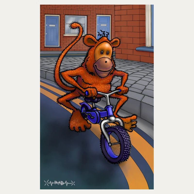 Monkey on a bicycle