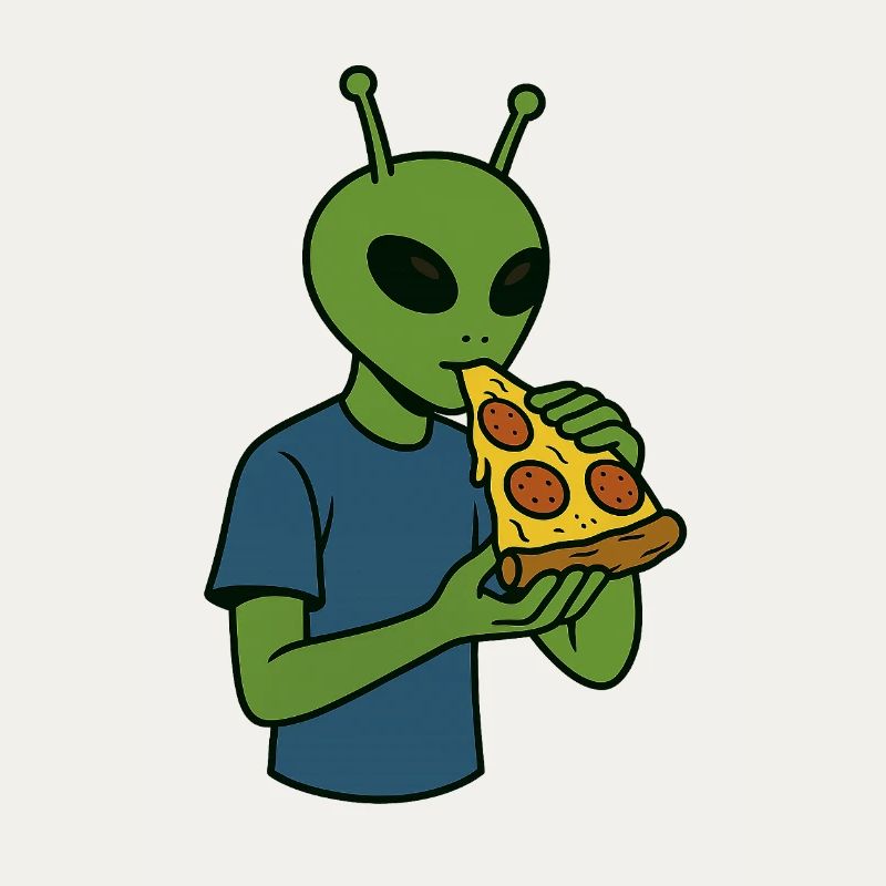 Alien avec design de collation de pizza