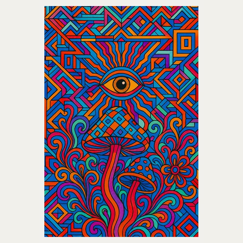 Psychedelisches Auge und Pilze