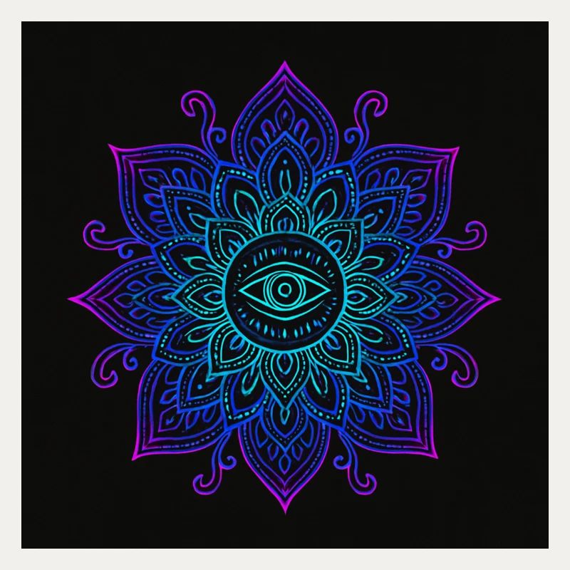 Oeil en néon mandala