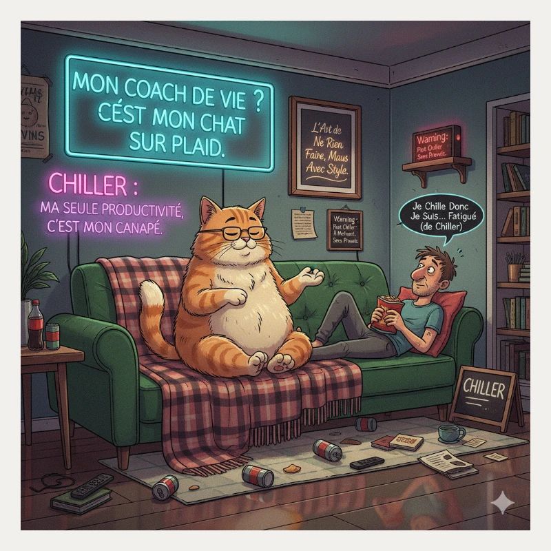 Chat Chill Sur Plaid Neon