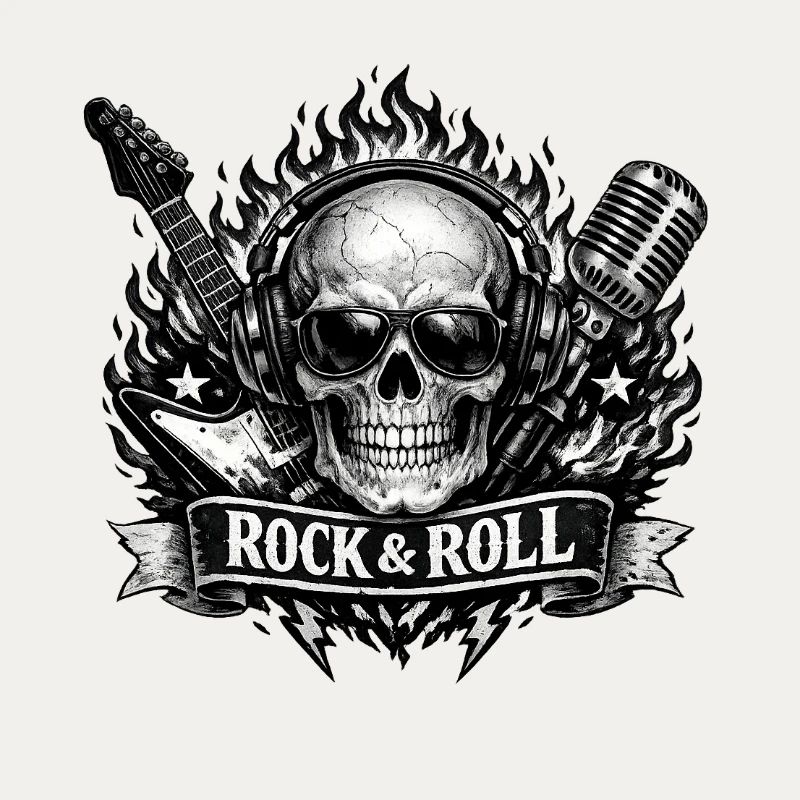Schädelrock mit Mikro und Gitarre