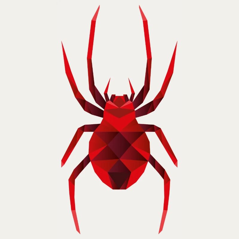 Rote Low Polygon Spinne