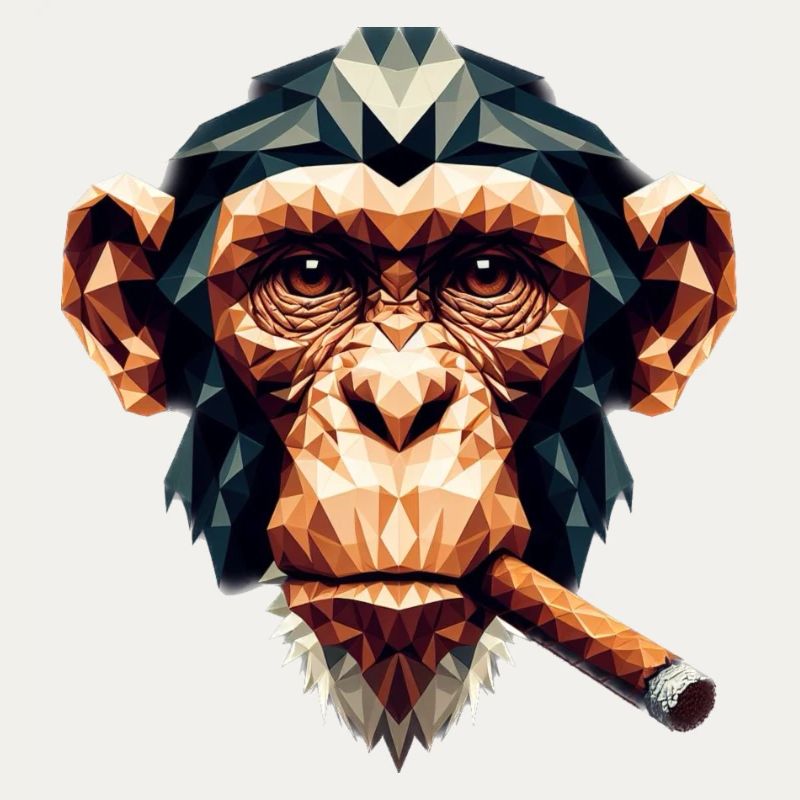 Ein Affe mit Zigarre im Polygon-Stil
