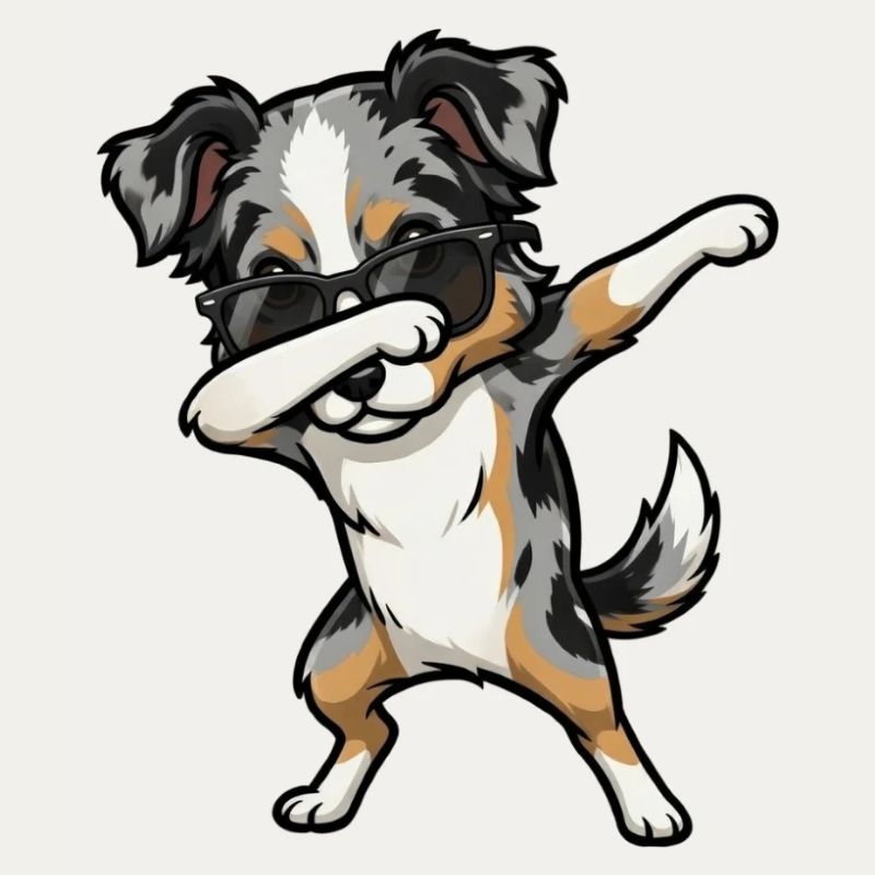 Dabbing Australian Shepherd