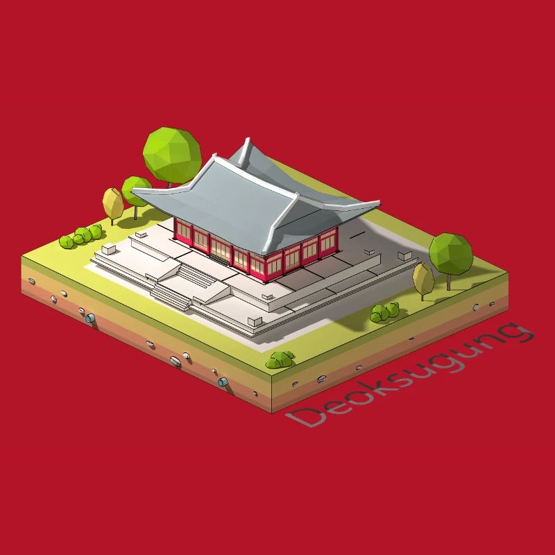 Geometric low poly Deoksugung