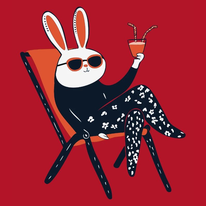 Beach Bunny – Chill Rabbit avec ombres et boisson