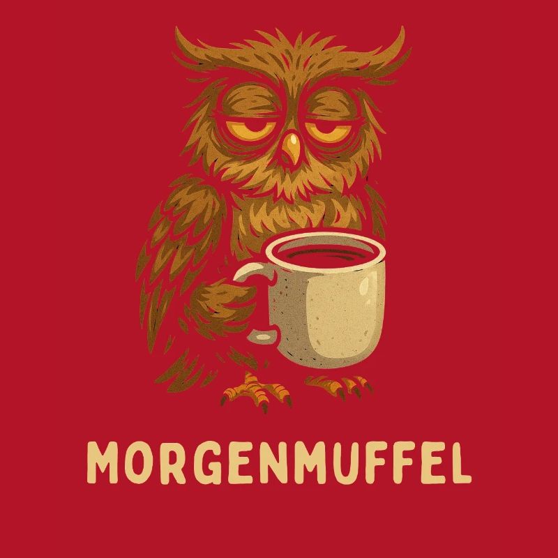 Morgenmuffel-Eule mit Kaffee
