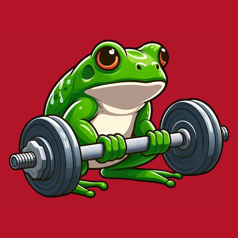 Strong frog while lifting weights