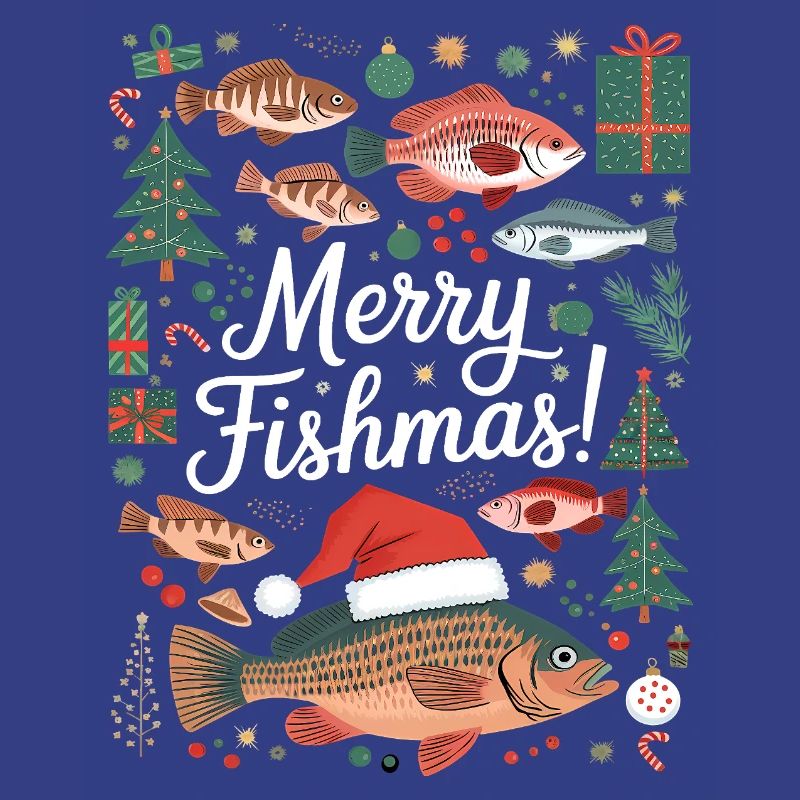 Pêcheur Pull de Noël Poisson Joyeux Poisson