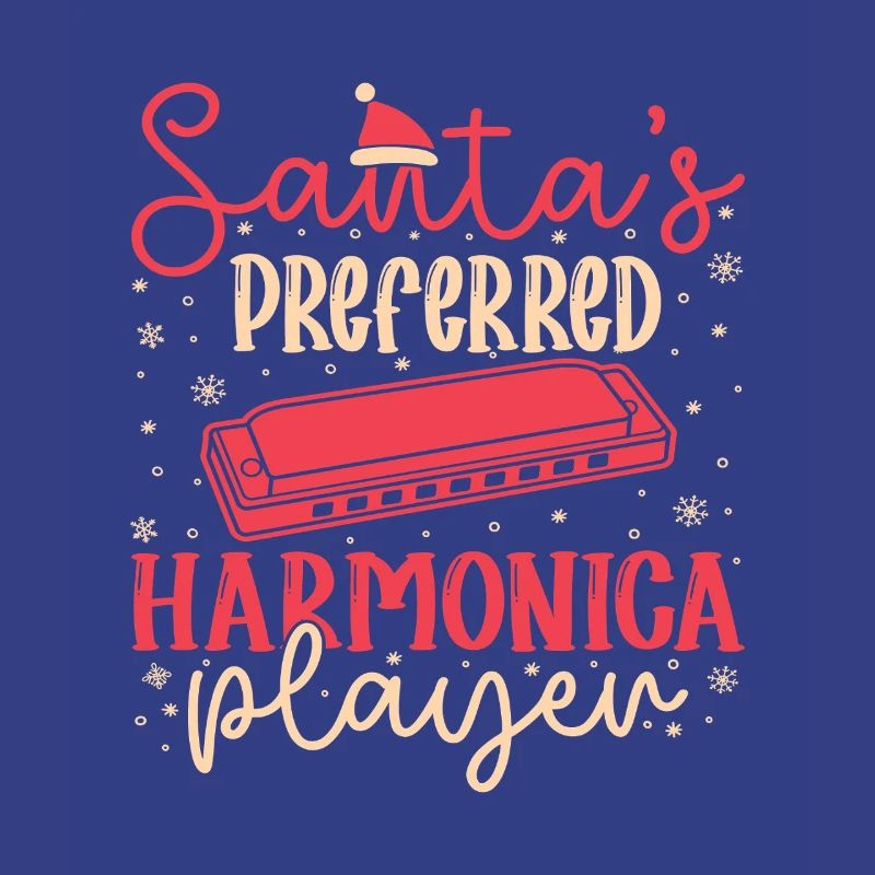 Funny Harmonica Player Santa ́s Preferred Harmonica