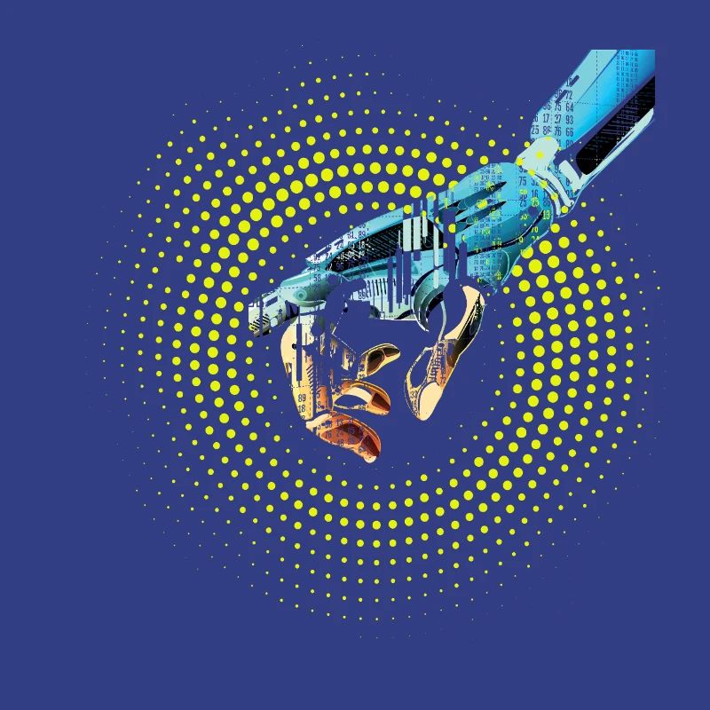 computer hand roboter KI digital cyborg code pc 