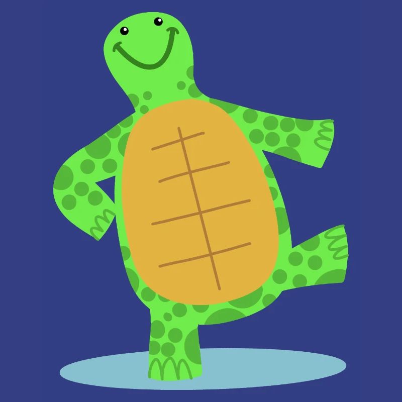 Hand drawn dancing turtle
