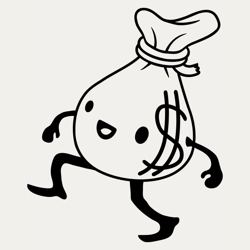 Gehender lebendiger Geldsack Comic