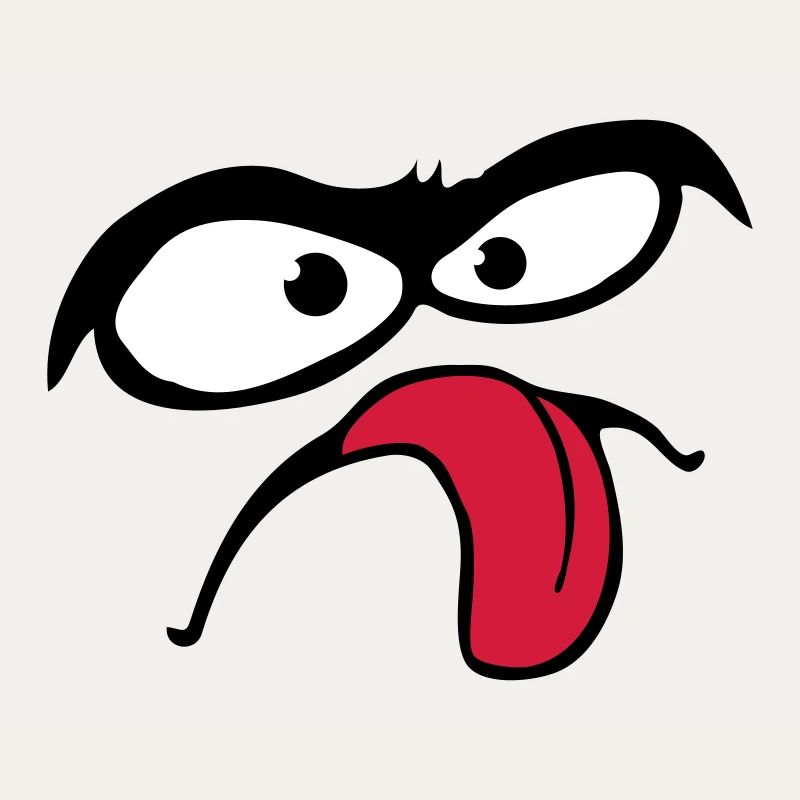 Thick Eyebrows Comic Face Tongue Stick Out
