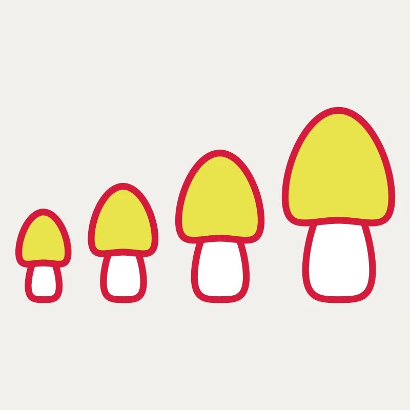 Beaucoup de champignons jaunes 4 petits grands rangs quatre champignons