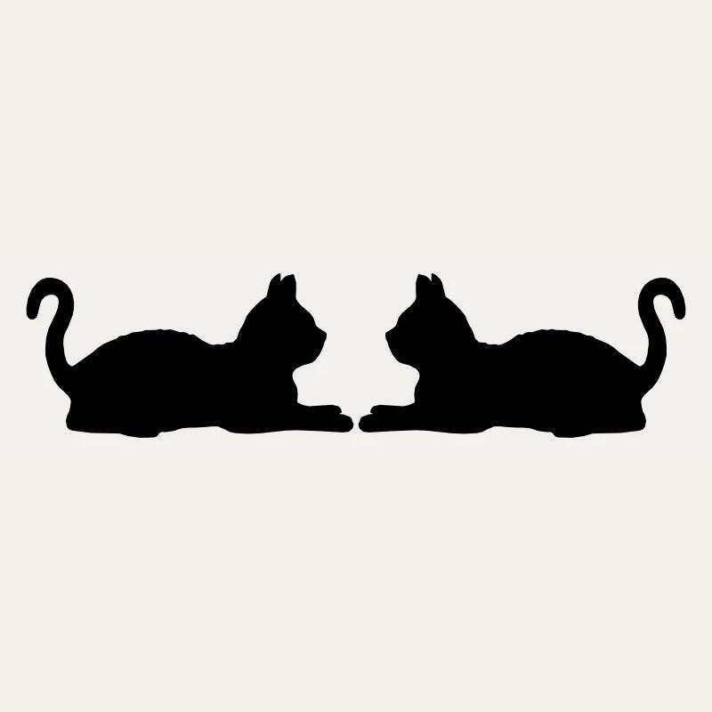 2 silhouette de chats couchés