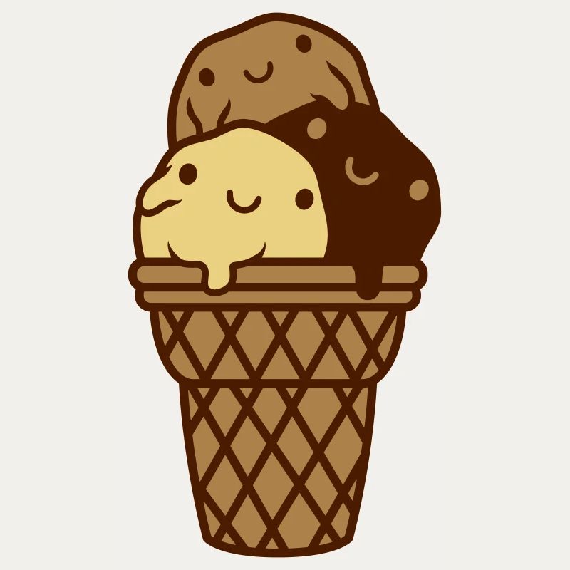 Süße 3 Eiskugeln Waffel
