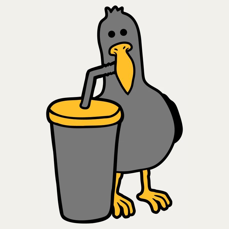 Seagull drinks cola drink