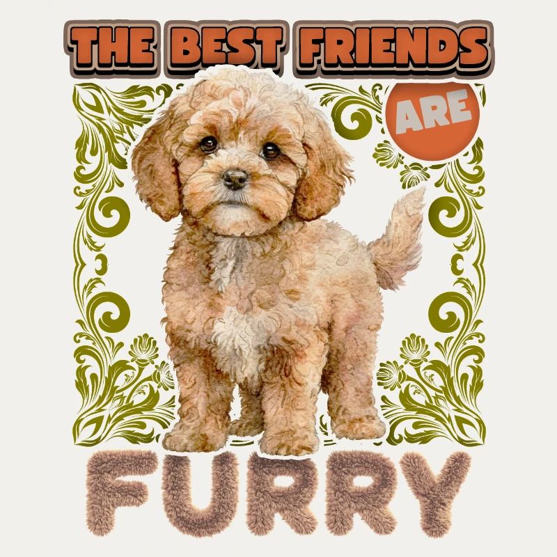 Cavapoo Puppy, Vintage, Illustration de chien, Dire
