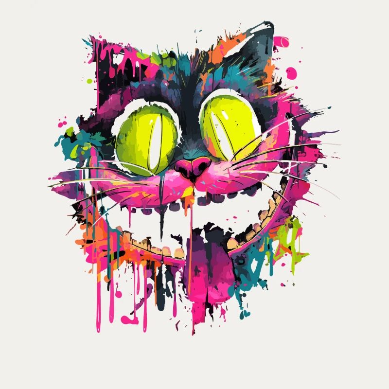 Colorful Psychedelic Cheshire Cat Street Art Style