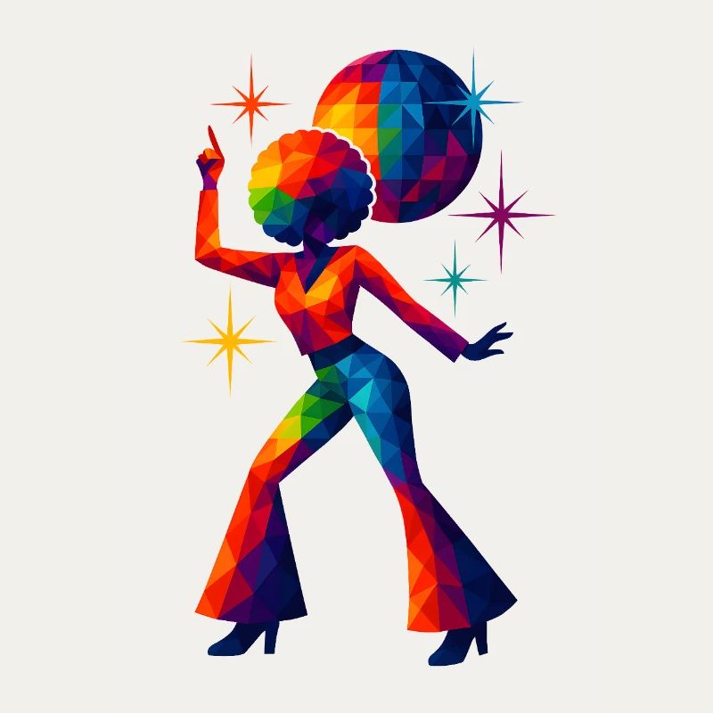 WPAP Style - Danseuse Disco des Années 70