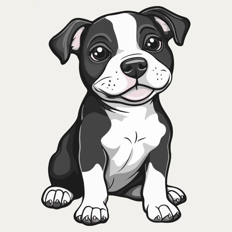 Pitbul Terrier Hund Comic Niedlich Pit