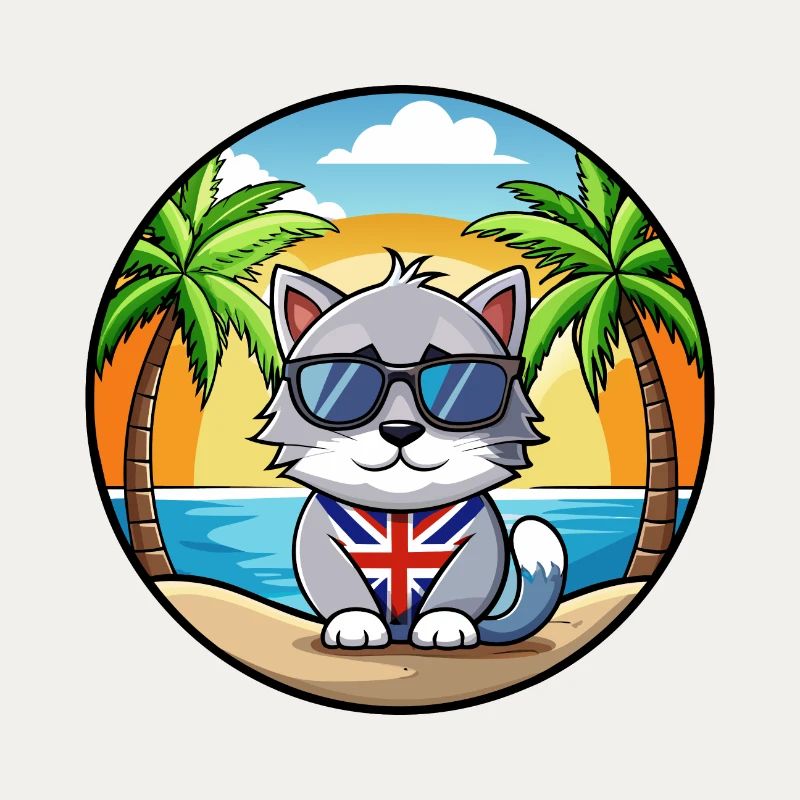 Lunettes de soleil de dessin animé British Silver Cat Breed Beach