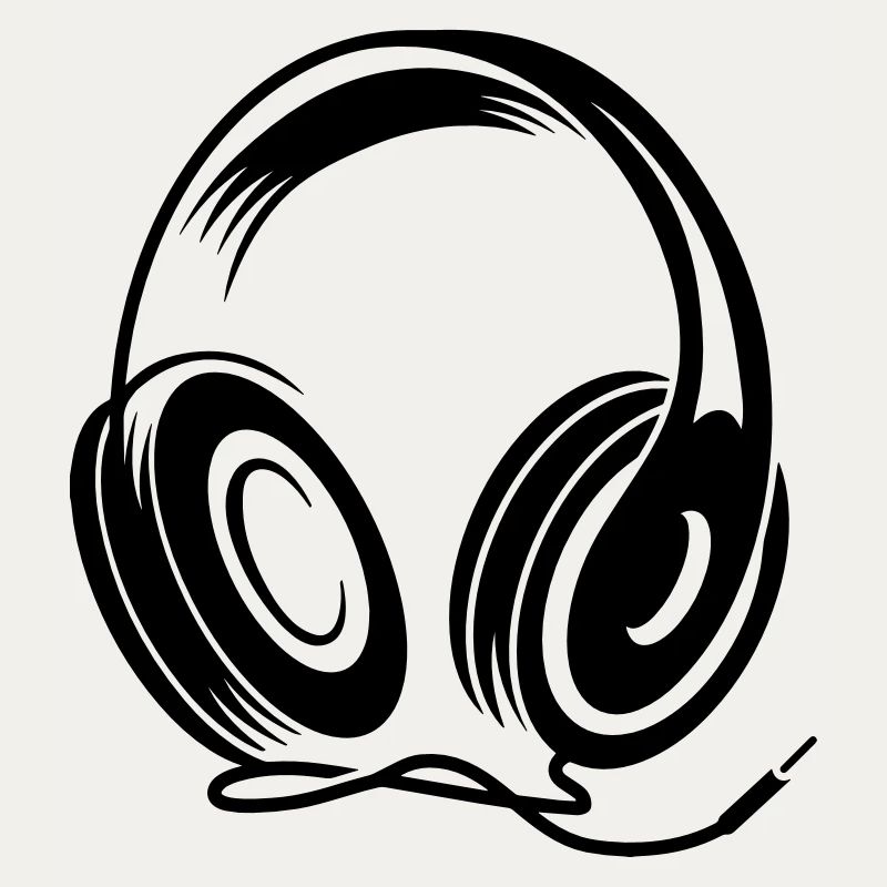 Kopfhörer mit Kabel im Stencil Stil