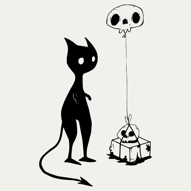 Cat gift skull devil evil