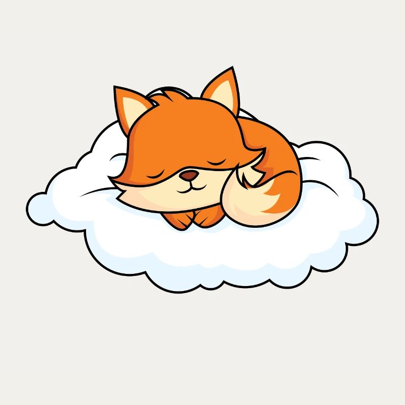 Little fox sleeping on cloud