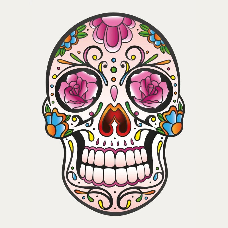Floral Sugar Skull Tattoo - Mexikanischer Stil